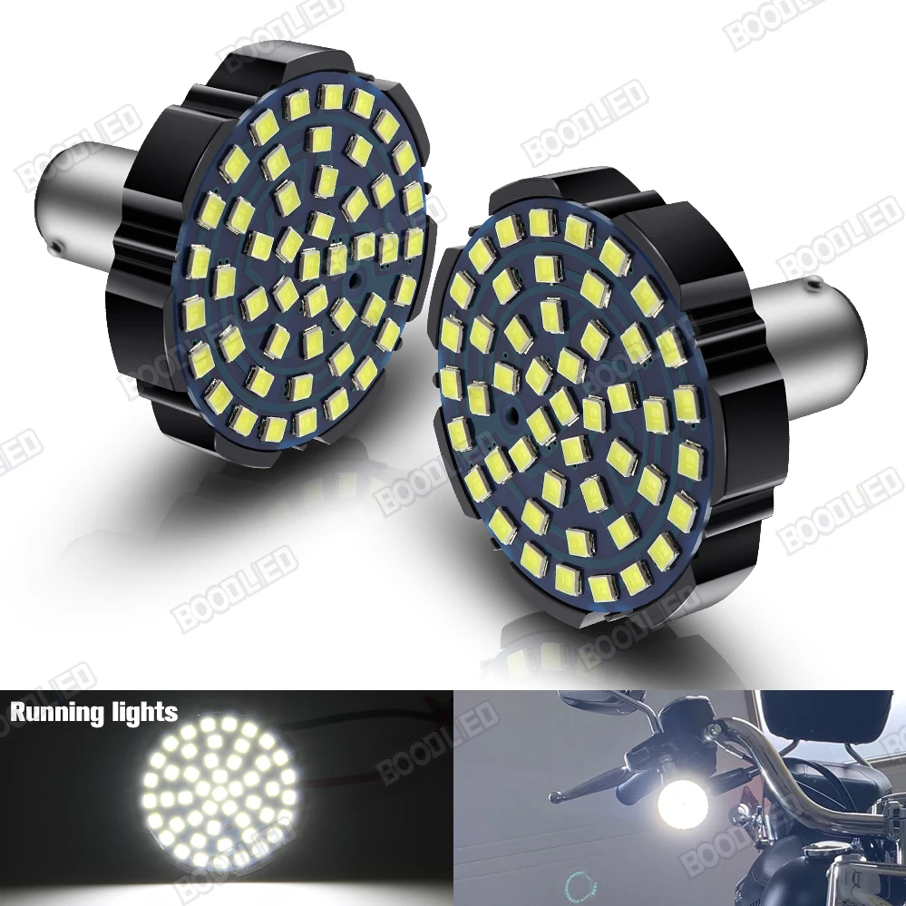 Motorcycle 1156 LED Switchback Turn Signal Light White for Sportster Softail Street Glide Road Glide