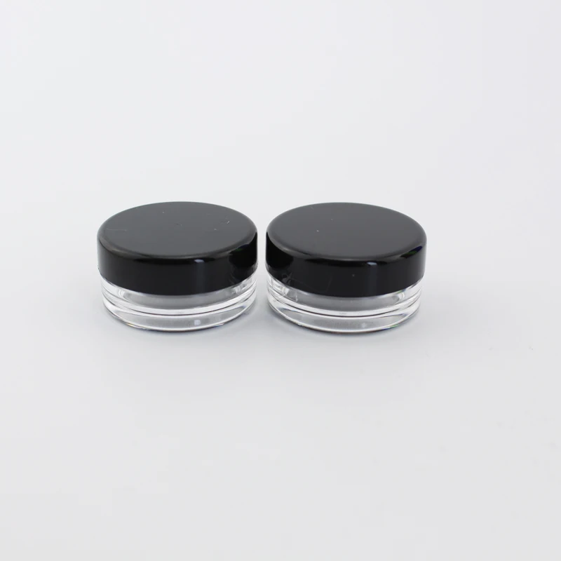 Clear Jar Black Cap Пластиковый прозрачный твердый контейнер, маленький образец, банка для крема, высокое качество, пустой косметический контейнер, бутылка для крема с черной винтовой крышкой 2 г - Цвет: Clear Jar Black Cap