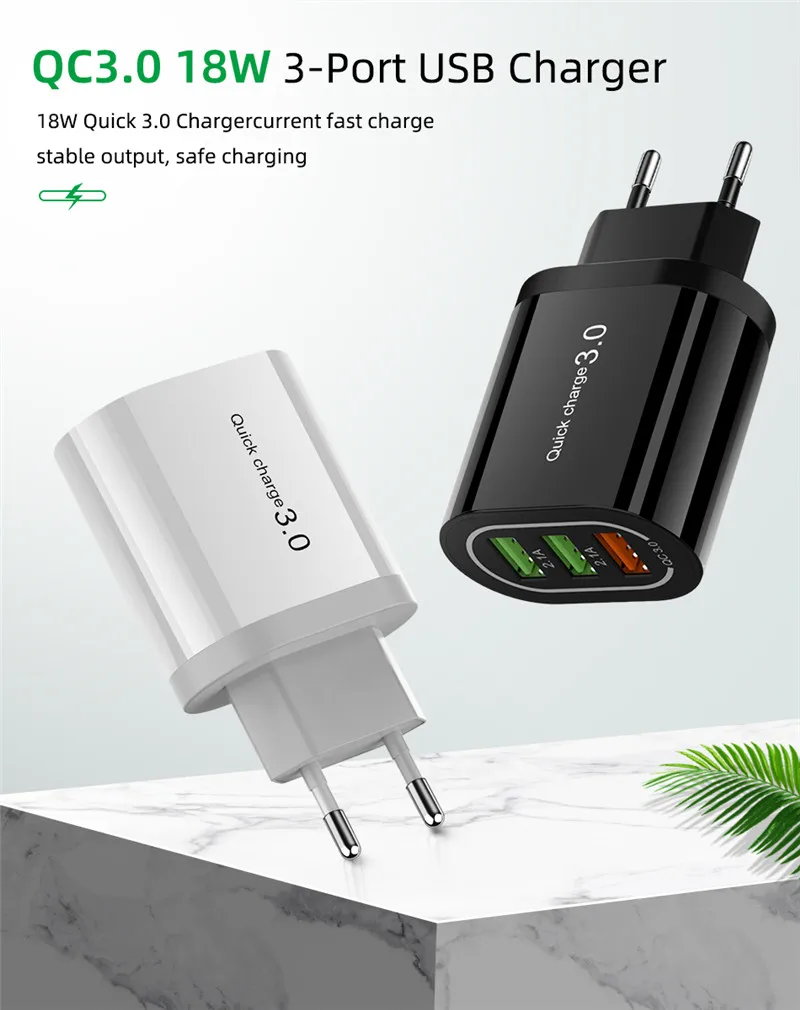 18 Вт Быстрая зарядка 3,0 USB зарядное устройство 3 порта QC3.0 Быстрая зарядка для iPhone 11 11Pro Max samsung S10 huawei P30 настенное зарядное устройство адаптер