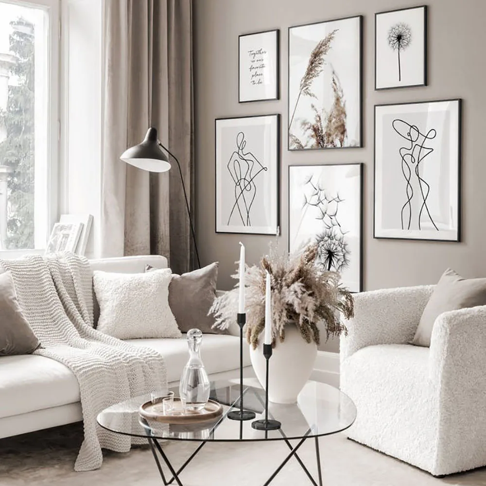 Скандинавская простая Настенная картина на холсте рисунок женщины линия тела