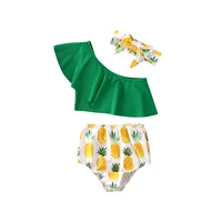 2020 baby girl toddler kid 3pcs set pineapple print bathing beachwear headband new swimwear swimsuit bikini