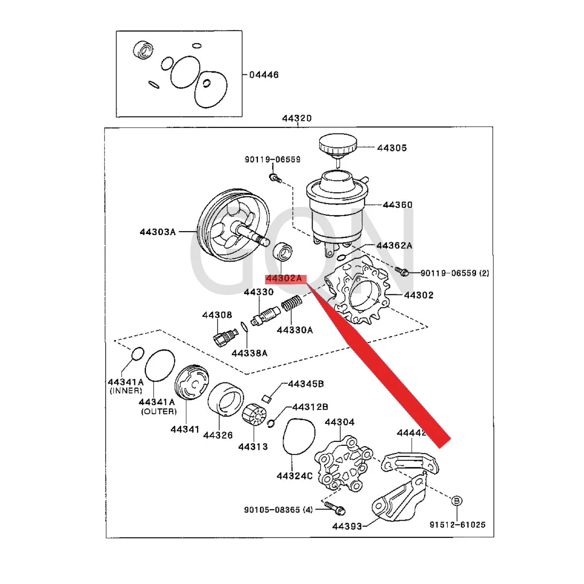 

Oil seal (for vane pump housing) 1999-Toy ota VIT ZYA RIS FUN CAR GOP LAT ZWI LL VI steering gear booster pump oil seal
