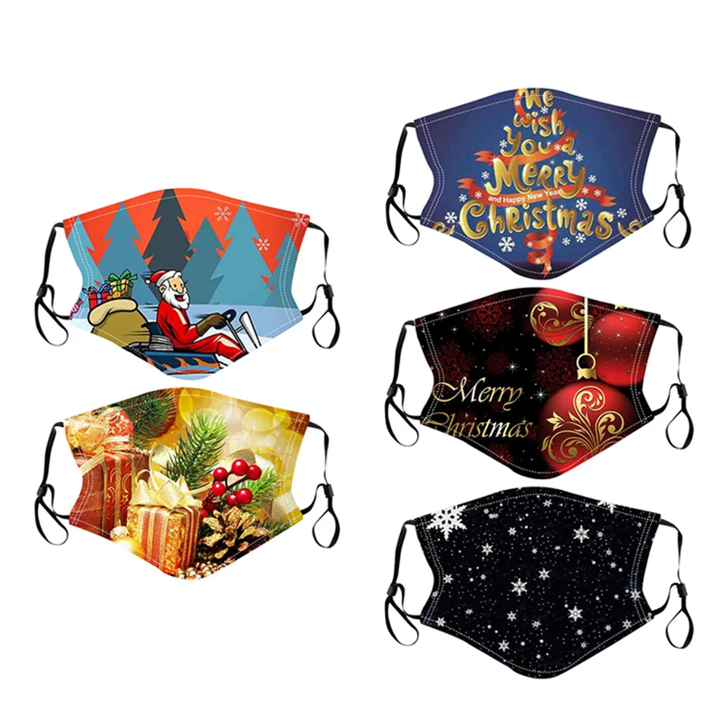 5 шт. моющаяся защитная маска для взрослых с 3D-принтом Санта-Клауса | Красота и