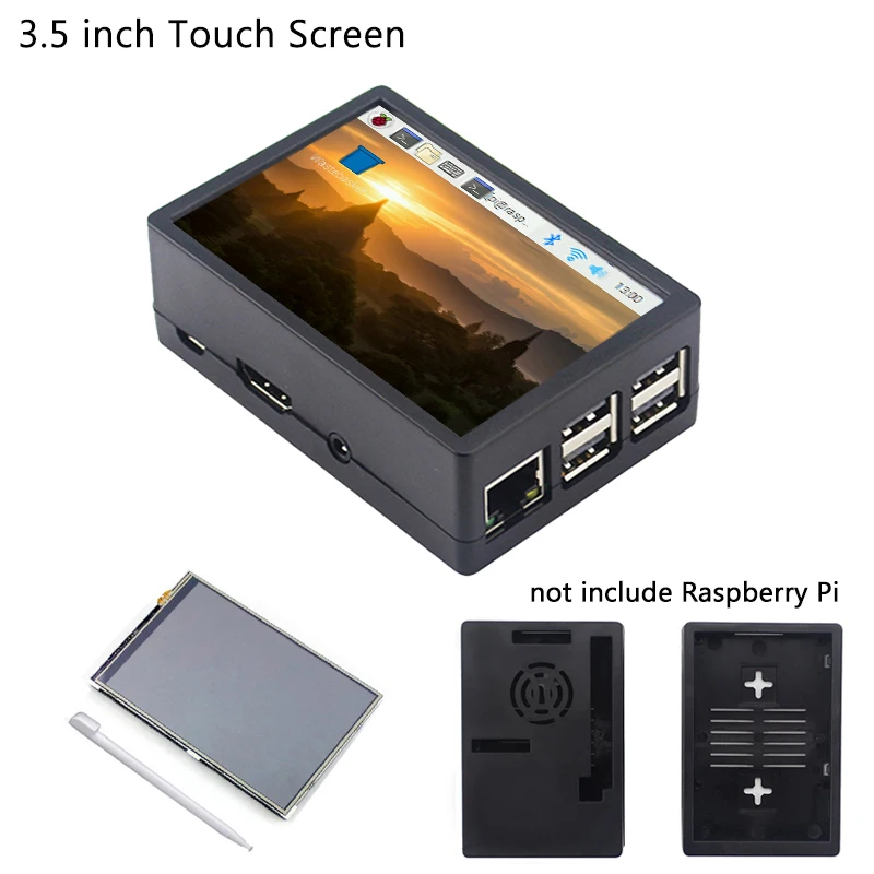 

New Raspberry Pi 3 Model B+ 3.5 inch Touchscreen 480*320 TFT LCD + ABS Case Black Gray Box also for Raspberry Pi 4 Model B / 3B+