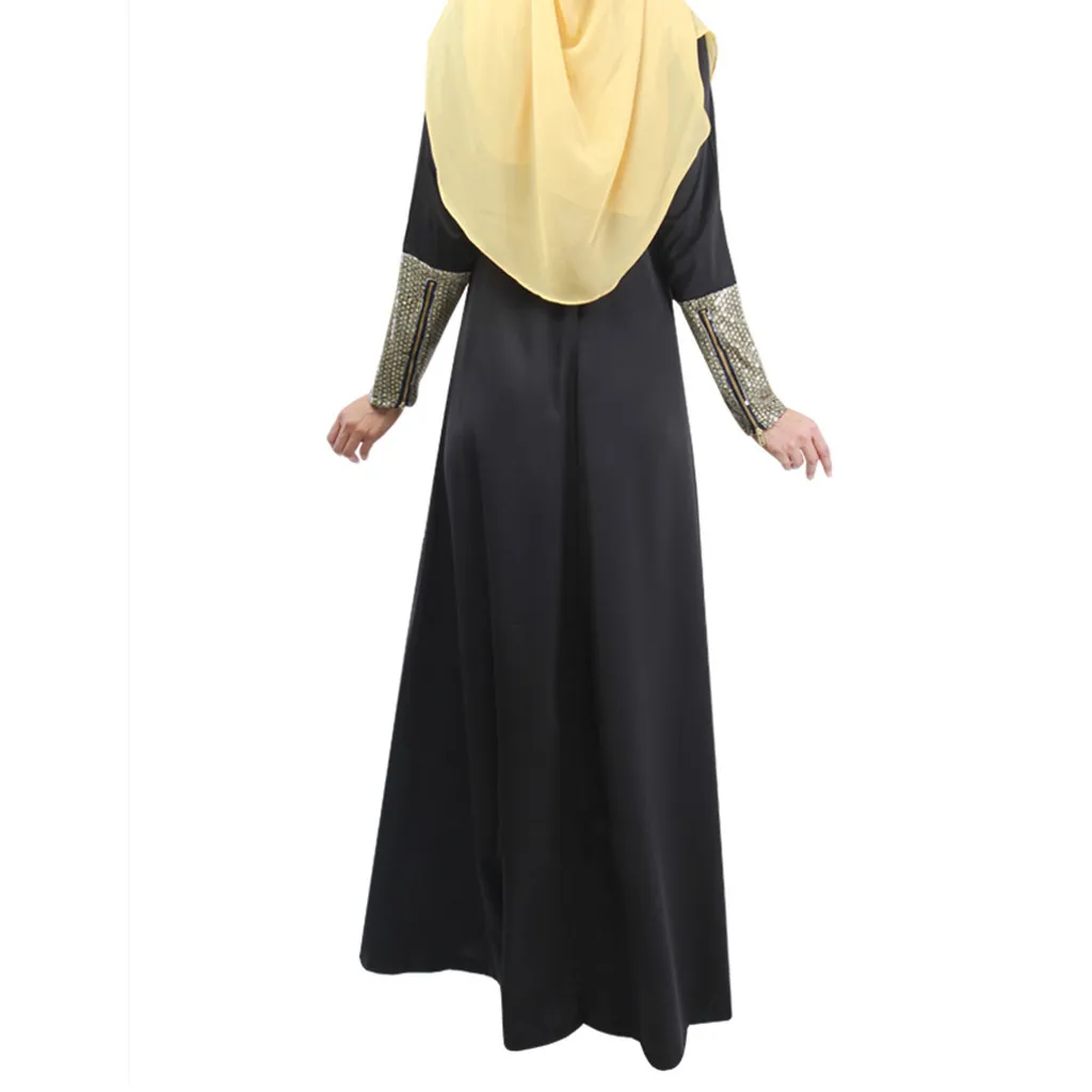 Мусульманское Макси платье с блестками на молнии повседневное Свободное длинное