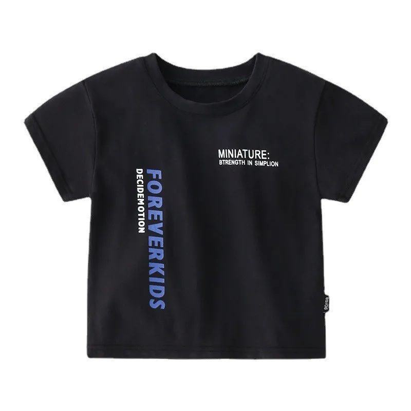 

Summer 2021 New Boys T Shirts Short Sleeve Top Letters Breathable Kids Tshirt Children Clothes White Blue Baby T Shirt 2-7year