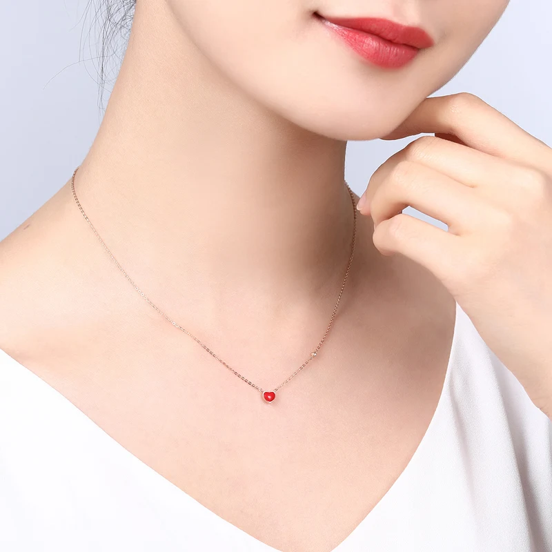 ZOCAI романтическое ожерелье с эмалью в форме сердца натуральный