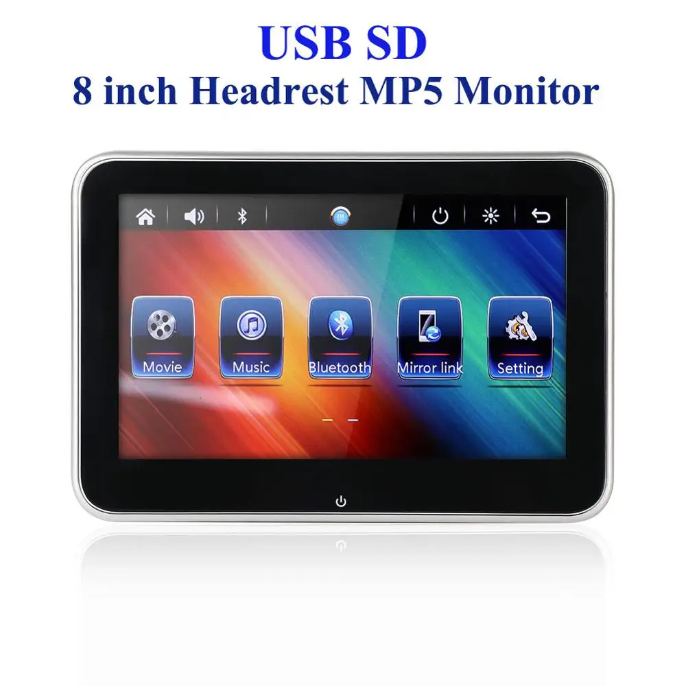 9 дюймов TFT цветной lcd подголовник DVD мониторы 1024x600 HD вход радио AV монитор для камеры заднего вида автомобиля аудио DVD плеер - Цвет: 8 inch MP5 monitor