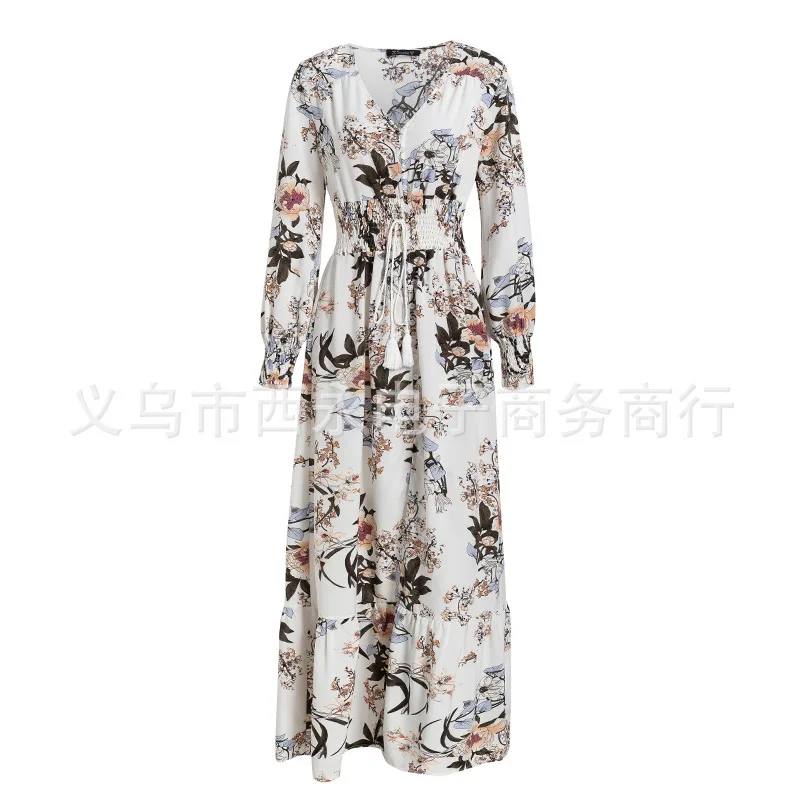 

Dresses Boho Dress Kaftan 2020 Saida De Praia Summer Midi Woman Beachwear Long New Women Leisure Beach Printed Split Print