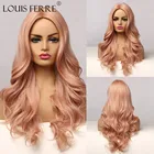 Парик LOUIS FERRE из синтетических волос оранжевого и розового цвета, парики из натуральных длинных волнистых волос Для чернокожихбелых женщин, для косплея, вечеринки, ежедневного использования, Термостойкое волокно