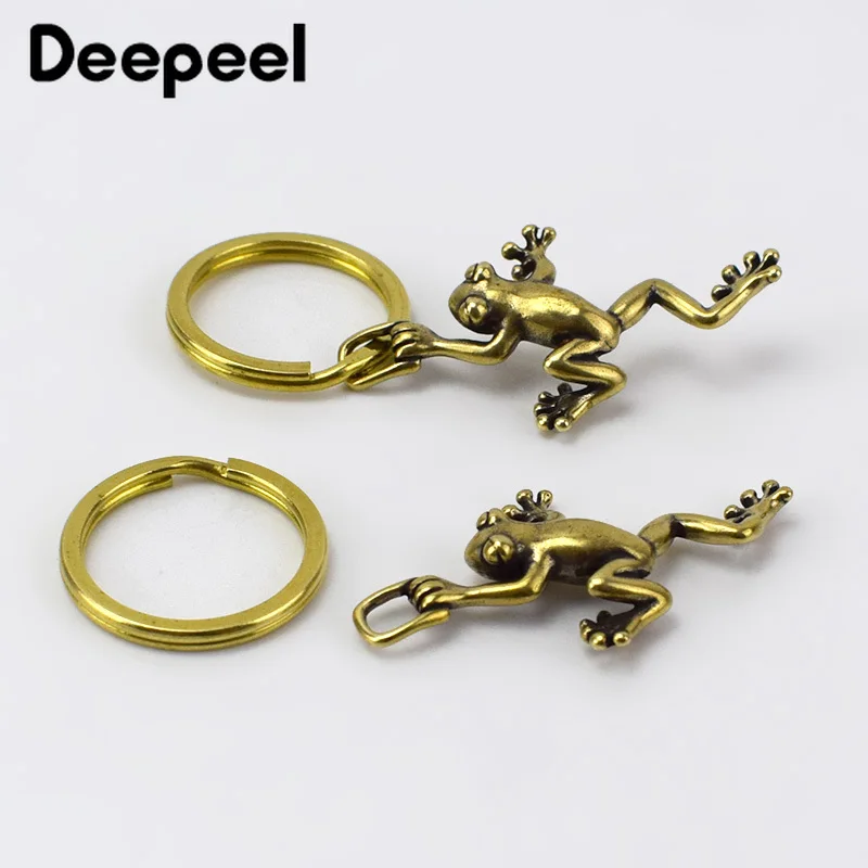 2 шт. экологичный Ретро Твердый латунный брелок с дизайном лягушка Крючки Кошелек