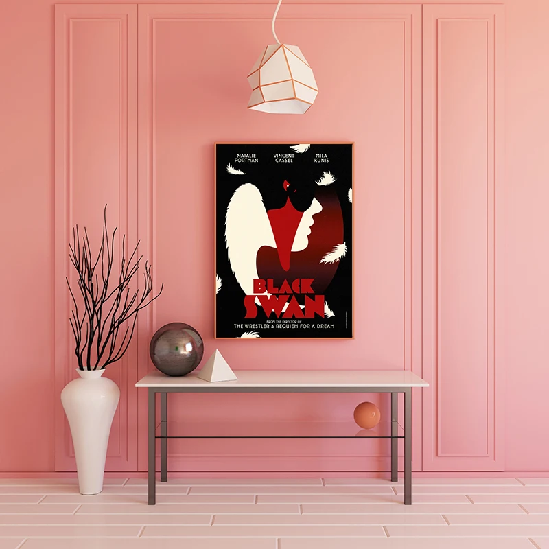 Настенная картина с принтом черного лебедя в скандинавском стиле