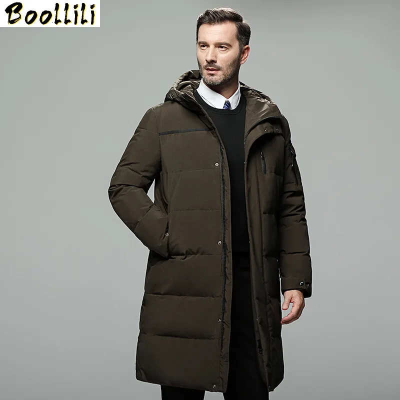 

White Boollili 90% Duck Down Coat Winter Coat Men Plus Size Long Puffer Jacket Warm Parka Down Jacket Doudoune Homme