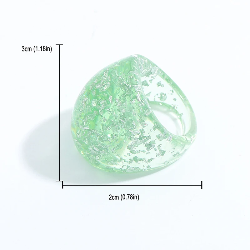 

New Korean Artistic Geometric Colorful Transparent Acrylic Geometric Gold Foil Acrylic Ring for Women Jewelry