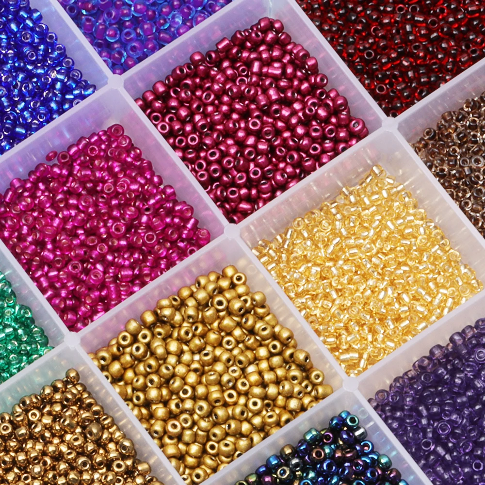 

Transparent Czech Seed Beads Glass Spacer Beads For Jewelry Making 2/3/4mm Pony Beads for Handmade Garments DIY Sewing Craft