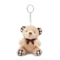 10pcslot 10cm 20g mini plush keychain and pendant light brown with grid pattern bear doll toys