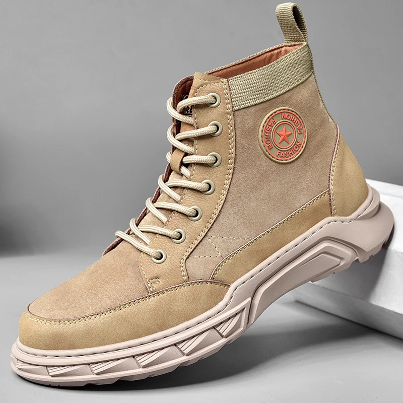 

Men's Martin Shoes Fall Winter Plush warmth High-Top Shoes Luxury Genuine Leather Casual Lace-Up Shoes Fashion Men Oxford Shoes