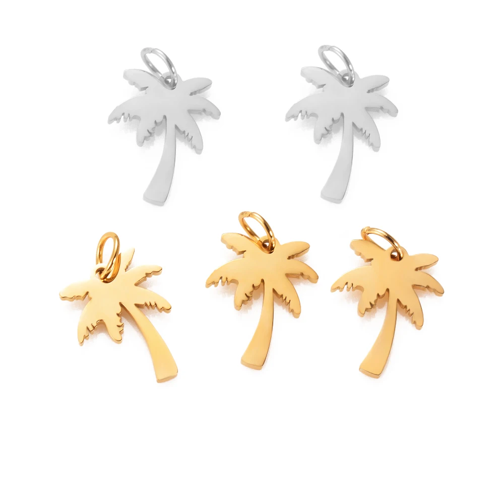 

5Pcs/Lot Stainless Steel Tag Pendant Mirror Polised Charms Coconut Tree Pendant DIY Jewelry Making Accessories Wholesale