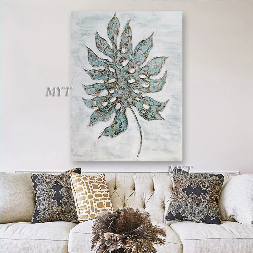 Художественные настенные Подвески с большой текстурой акриловые листья Картина