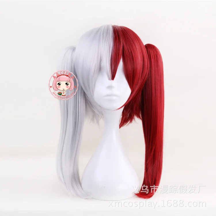 

2019My Hero Academia Todoroki Shoto Women Long Wig Cosplay Costume Boku no Hero Academia Red and White Hair Halloween Party Wigs