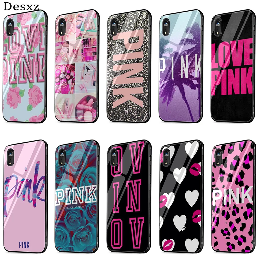 Чехол из закаленного стекла love pink girly pretty противоударный чехол для iPhone X 6 6s 7 8 Plus XS