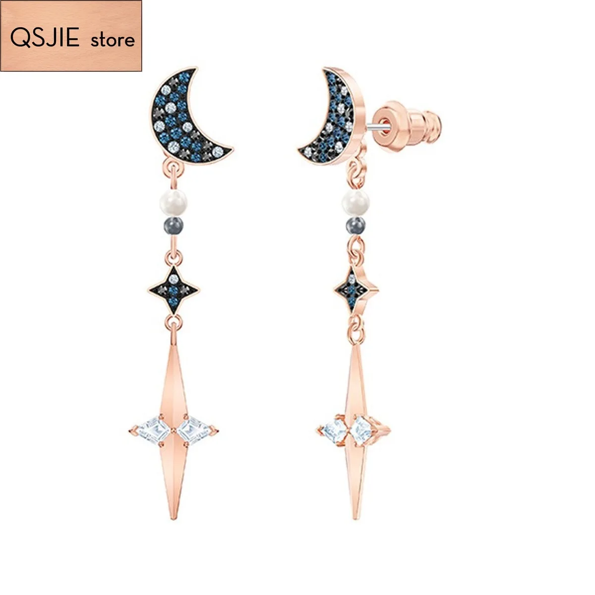 Высокое качество SWA Мода Луна таинственные звезды серьги Гламурные ювелирные
