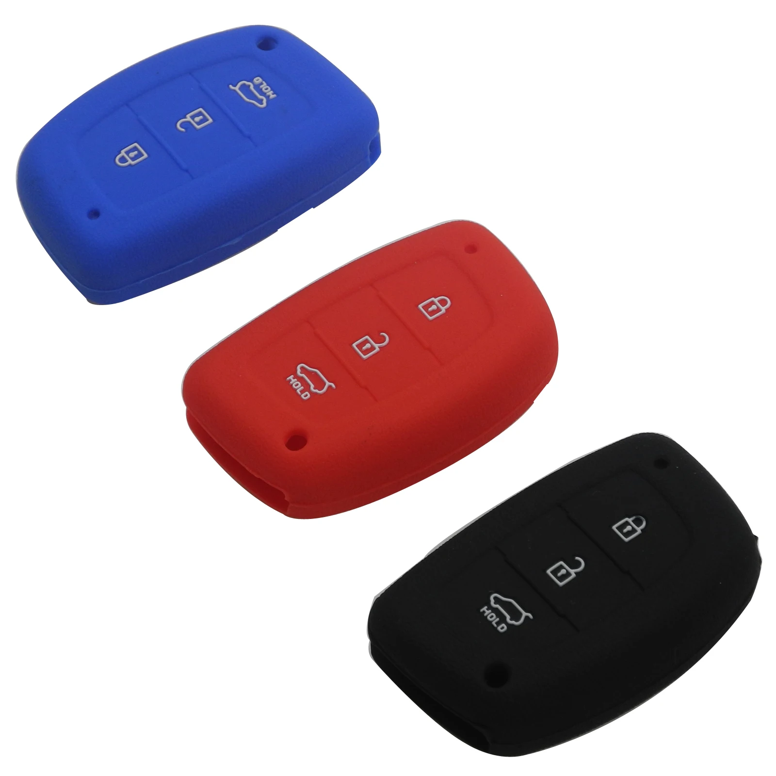 

jingyuqin Silicone Rubber Car Key Cover Case For Hyundai Accent Verna Solaris I20 I30 I35 IX20 IX35 Remote Key Protecor 3Buttons