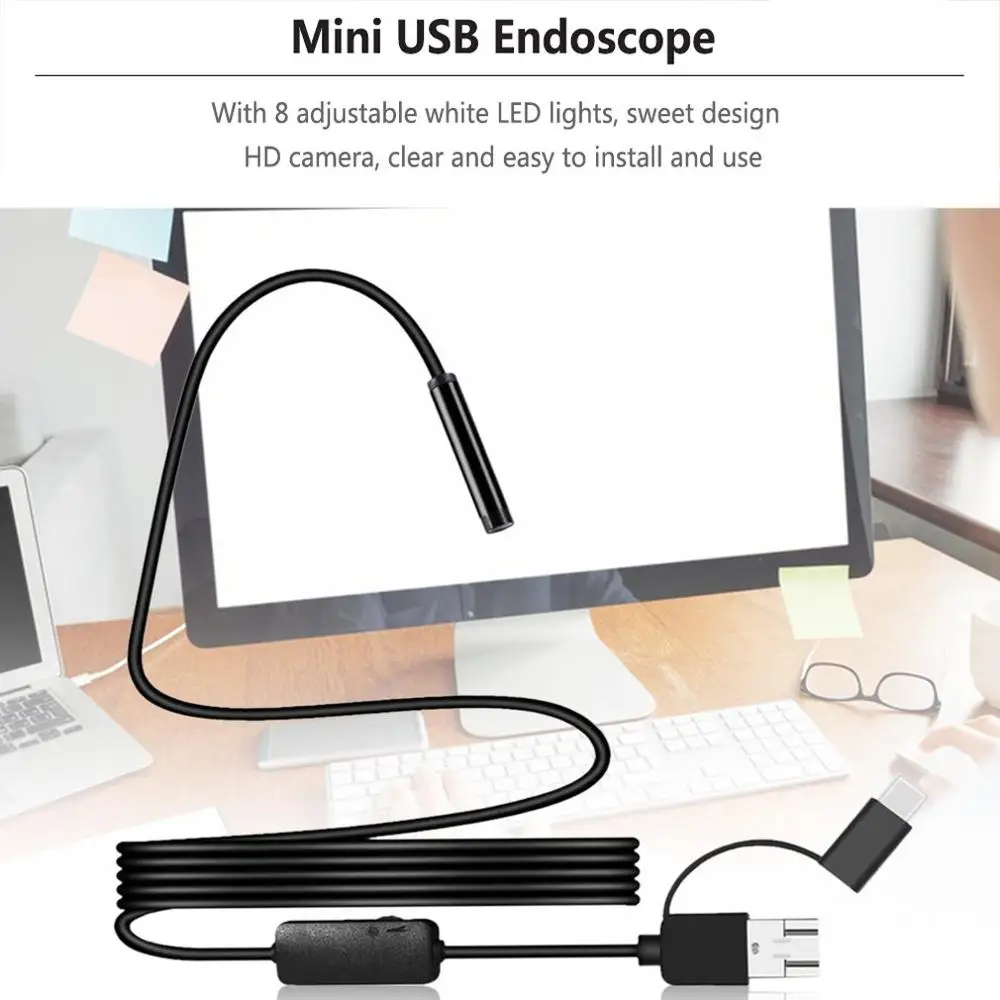 

Android 7MM Micro USB Type-C USB 3-in-1 Computer Endoscope With 6 Adjustable LED Waterproof USB Inspection Video Camera