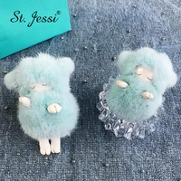 luxury chains for animal sheep doll keyrings real mink fur 2 sizes for womens car ornament charm bag pendant keychains