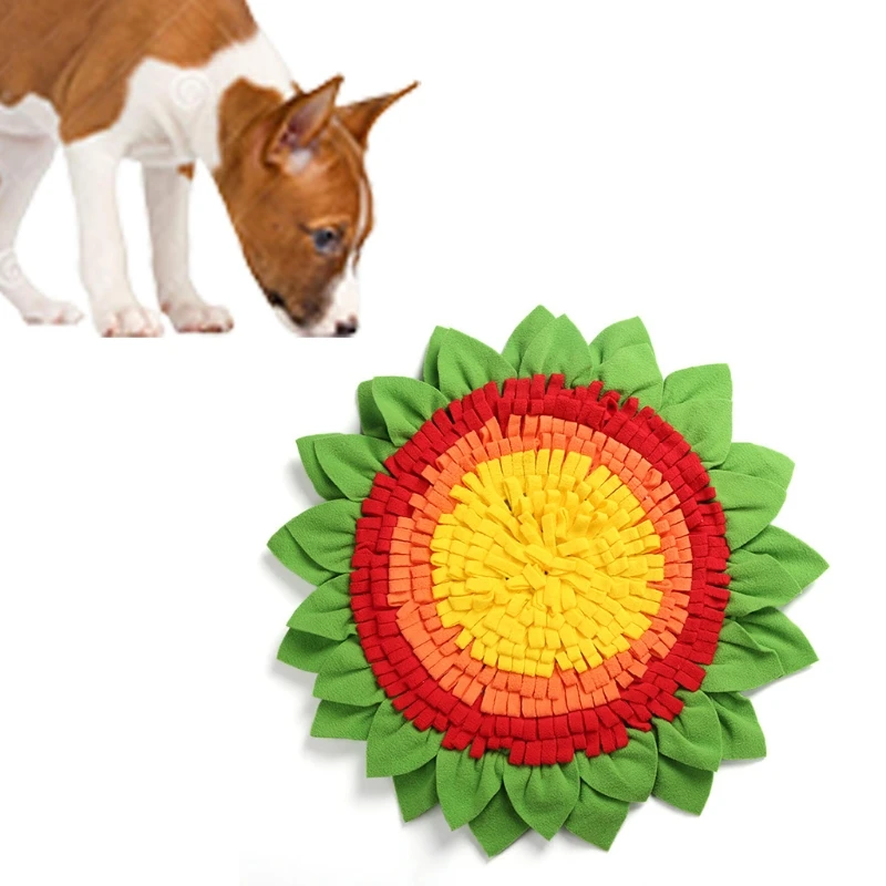 

Round Flower Shape Dog Snuffle Feeding Mat Pet Nosework Training Slow Eating Durable Play Pad Washable Cushion Soft