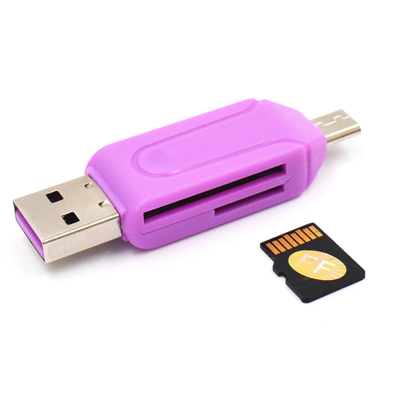 2 в 1 Micro USB OTG адаптер TF/SD кардридер телефонные удлинители Наушники SD карта