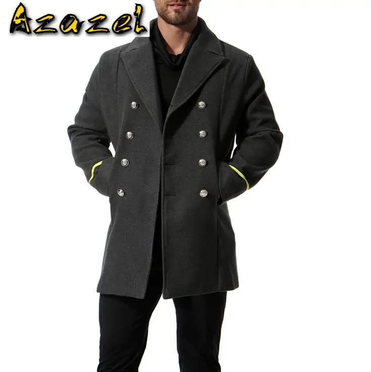 HOT Winter new Men coat trend cashmere jackets male long thick jacket double-breasted woolen windbreaker Men's Brand Overcoat