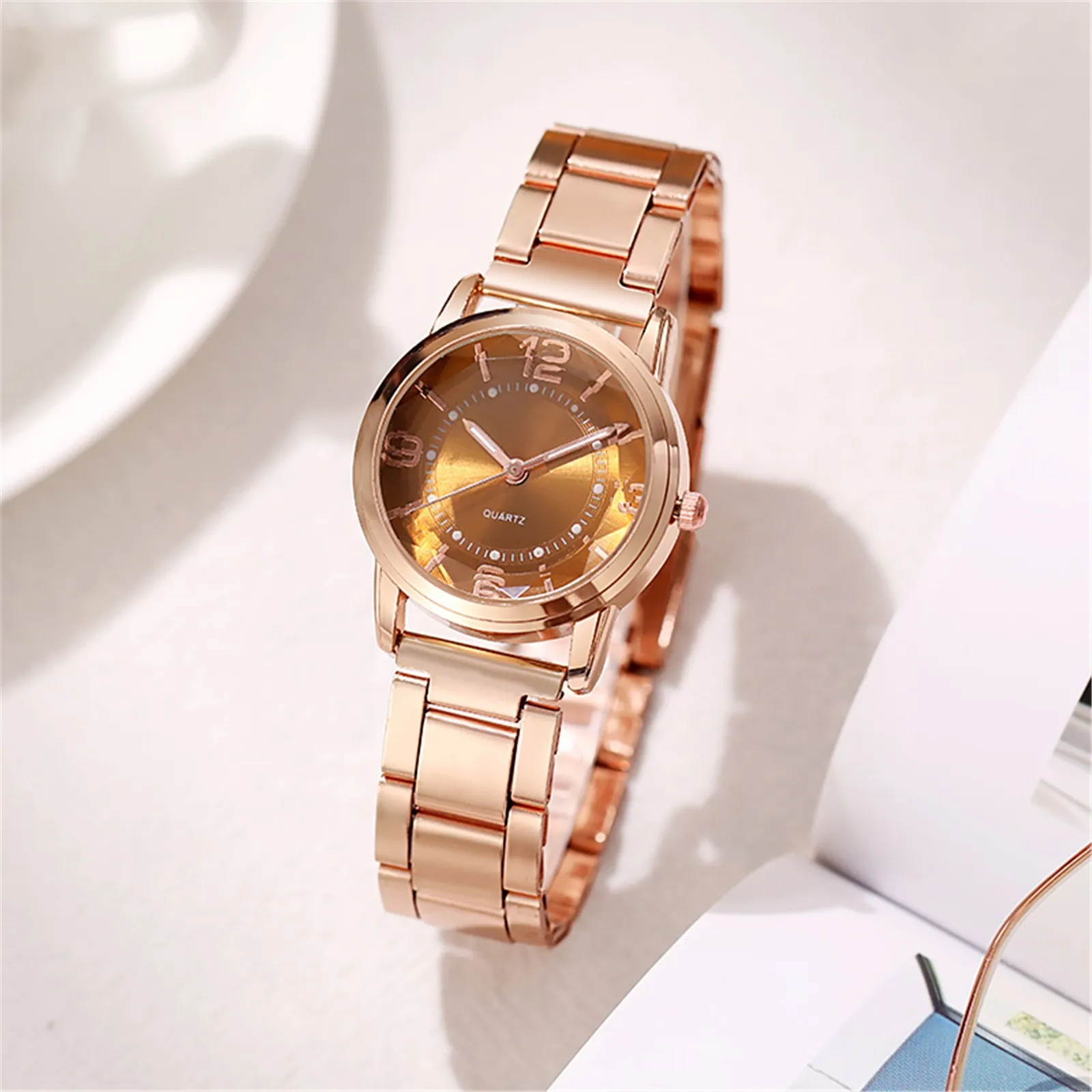 

Ladies Temperament Luminous Steel Band Glass Alloy Quartz Wristwatches Lady Watch For Woman Luxury Waterproof Orologio Uomo