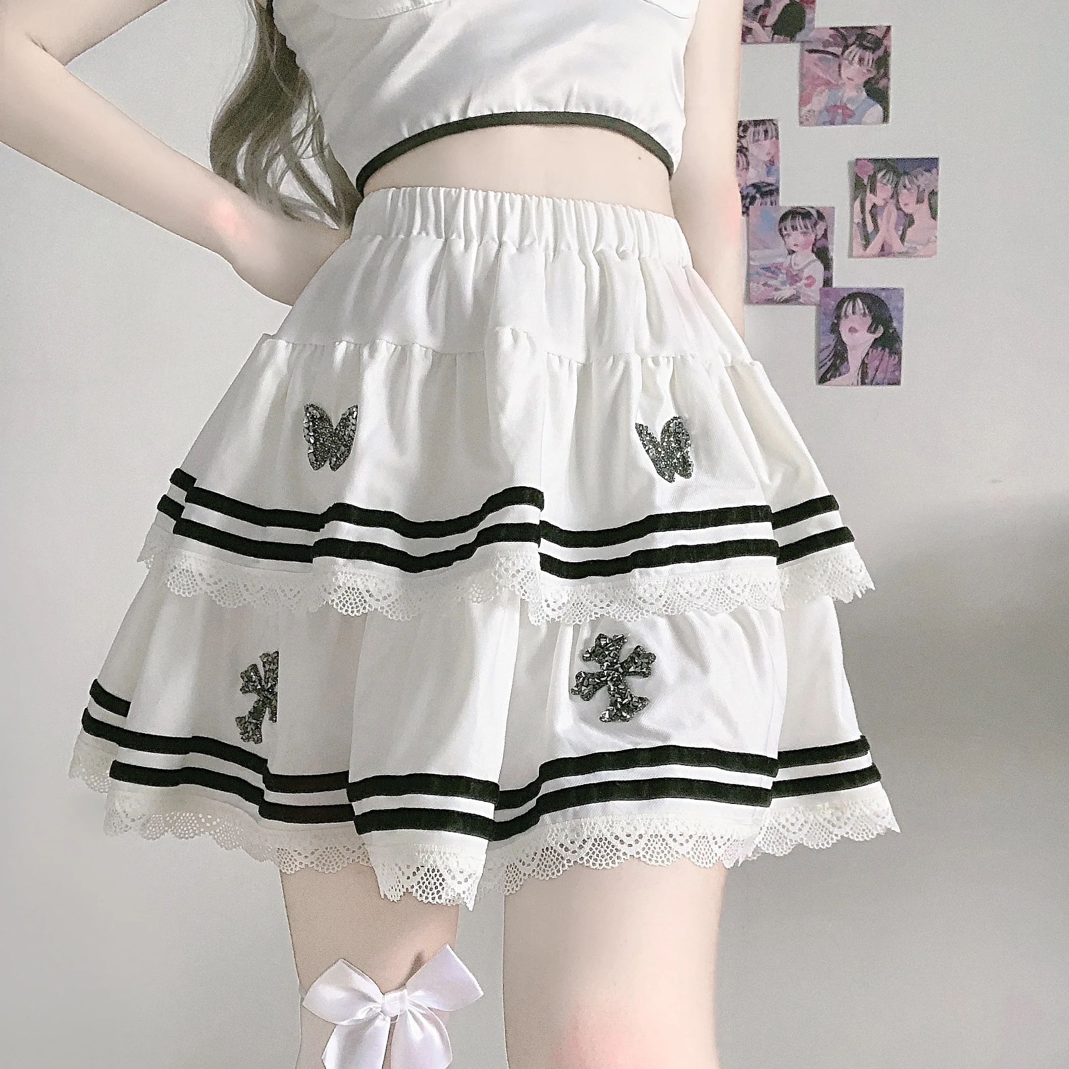 

Gothic Punk Mini Skirt Schoolgirl High Waist Y2k Skirt Vintage Goth Skirt White Skirt Kawaii Skirt Harajuku Skirt Lolita Skirt