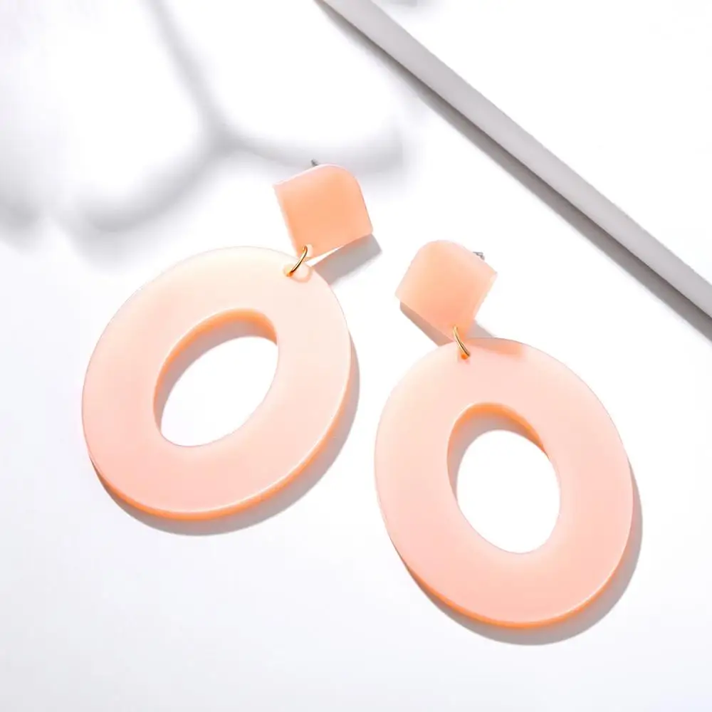 Pink 1 BICUX модные богемные массивные акриловые Висячие серьги для женщин винтажные корейские геометрические висячие серьги ювелирные изделия - Окраска металла: Pink 1