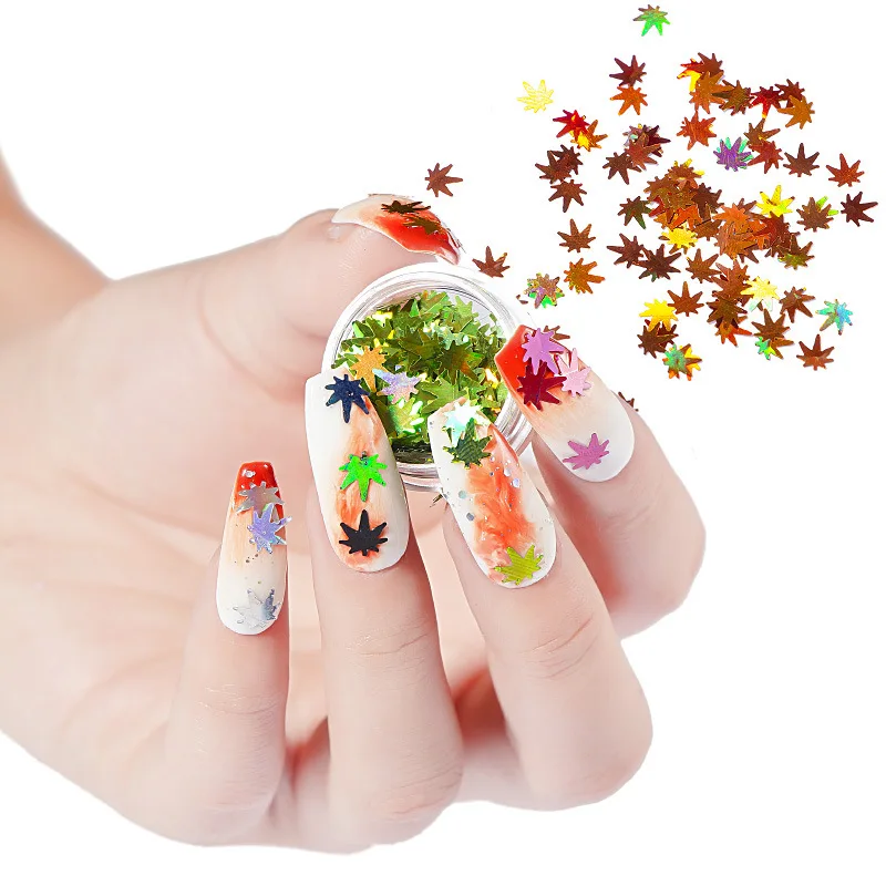 

12Pcs / Set Butterfly Leaf Shape Nail Glitter Flakes Sparkly 3D Colorful Sequins Spangles Polish Manicure Nails Art Decoration