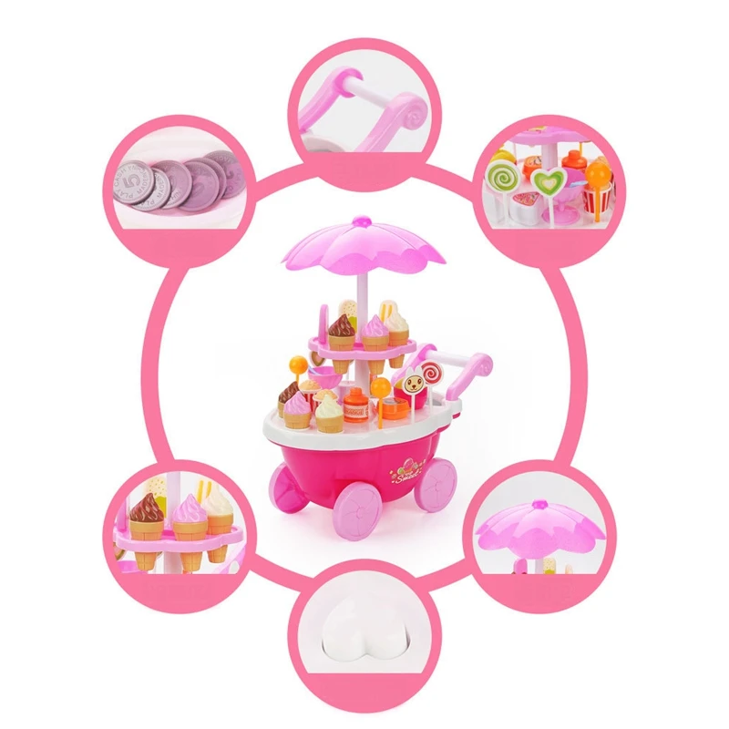 Моделирование маленькие тележки девочка мини конфеты Корзина Мороженое магазин