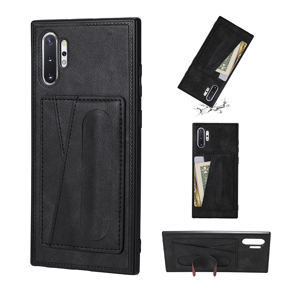 

Suitable for Samsung Note8 9 10 Plus M10 M20 M30 Business Card Case Phone Case] A6Plus 2018 Spring Stand Leather Case