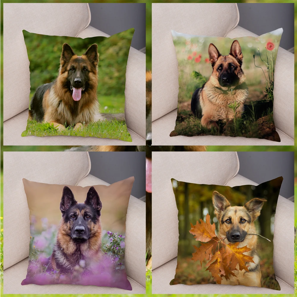 Чехол для подушки в виде немецкой овчарки супер мягкие короткие плюшевые