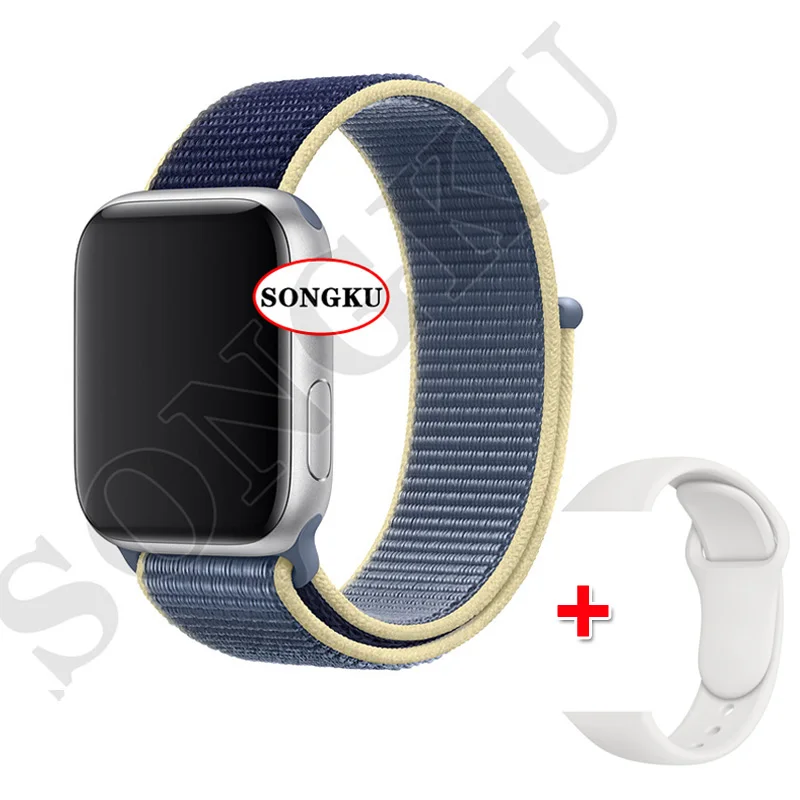 S Nylon B and W SONGKU IWO 12 часы серии 5 1:1 умные часы 40 мм 44 мм Bluetooth часы для apple iPhone Siri Android телефон цветной ремешок - Цвет: S Nylon B and W