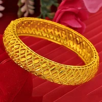 hollow bangle bracelet women jewelry yellow gold filled classic fashion dubai accessories pretty gift