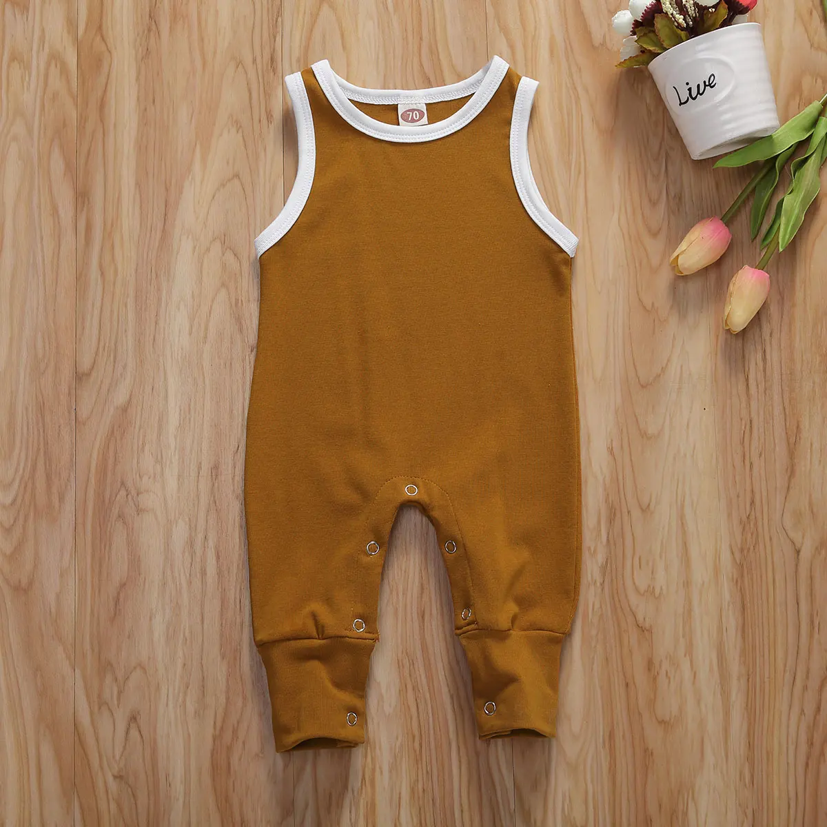 

Emmababy Newborn Baby Boy Girl Clothes Summer Solid Color Sleeveless Romper Jumpsuit Outfit Cotton Sunsuit Playsuit