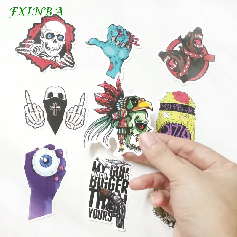 FXINBA 50 шт. Terror Rock Skeleton Skull наклейки ПВХ Многоразовые водонепроницаемые забавные скейтборд холодильник автомобиля ноутбука наклейки детские игрушки