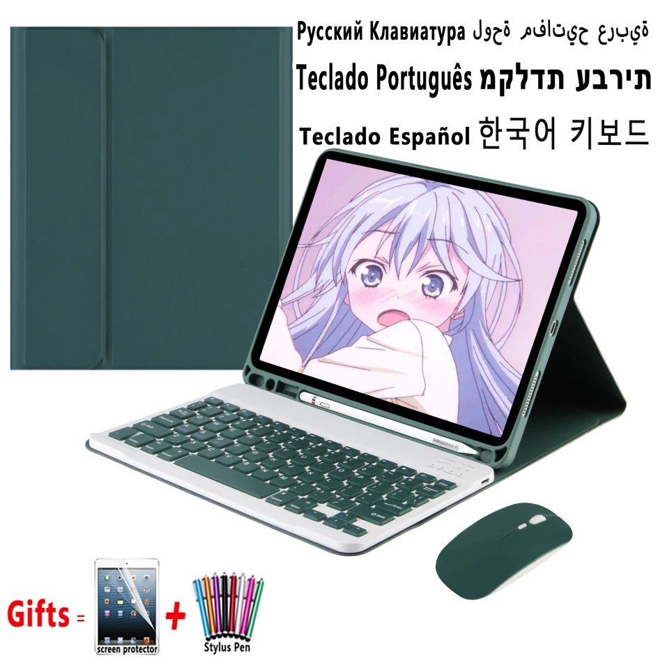 

Чехол с Bluetooth-клавиатурой для iPad 10,2 2019 2021 9,7 2018 5 6 8th 9-го поколения, чехол для iPad Air 4 10,9 Mini 6 8,3 Pro 11 10,5