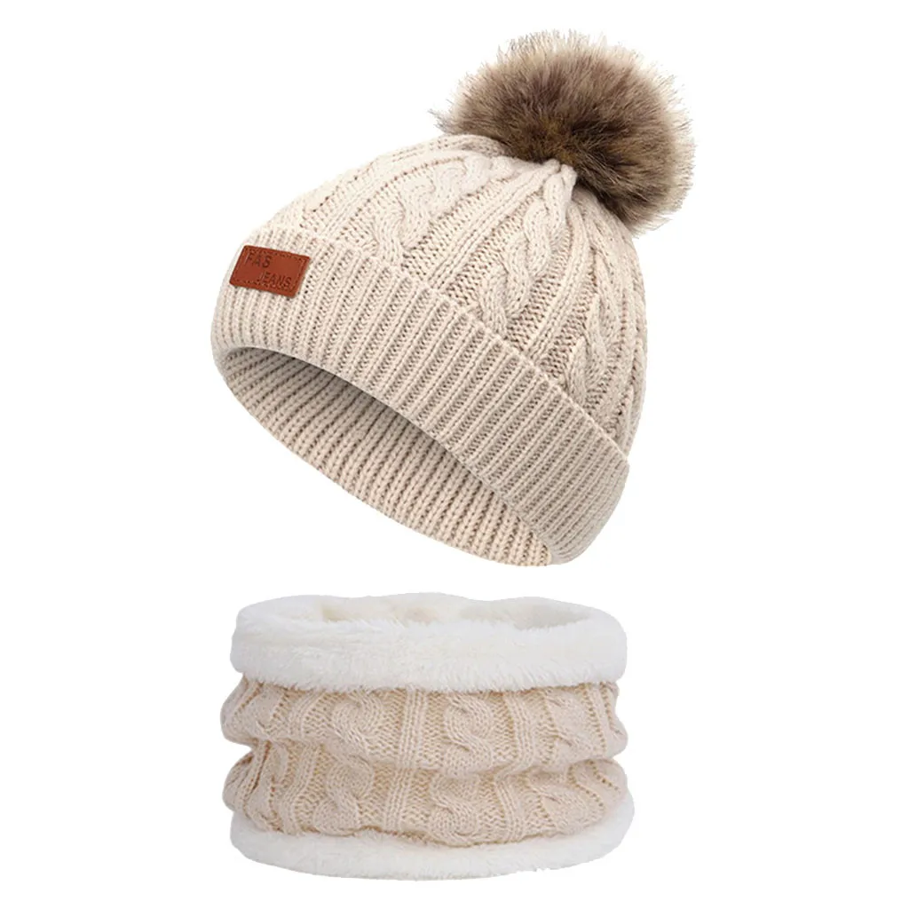 Шапочки детская шапка шарф Зимний комплект из 2 предметов вязаная Милая для