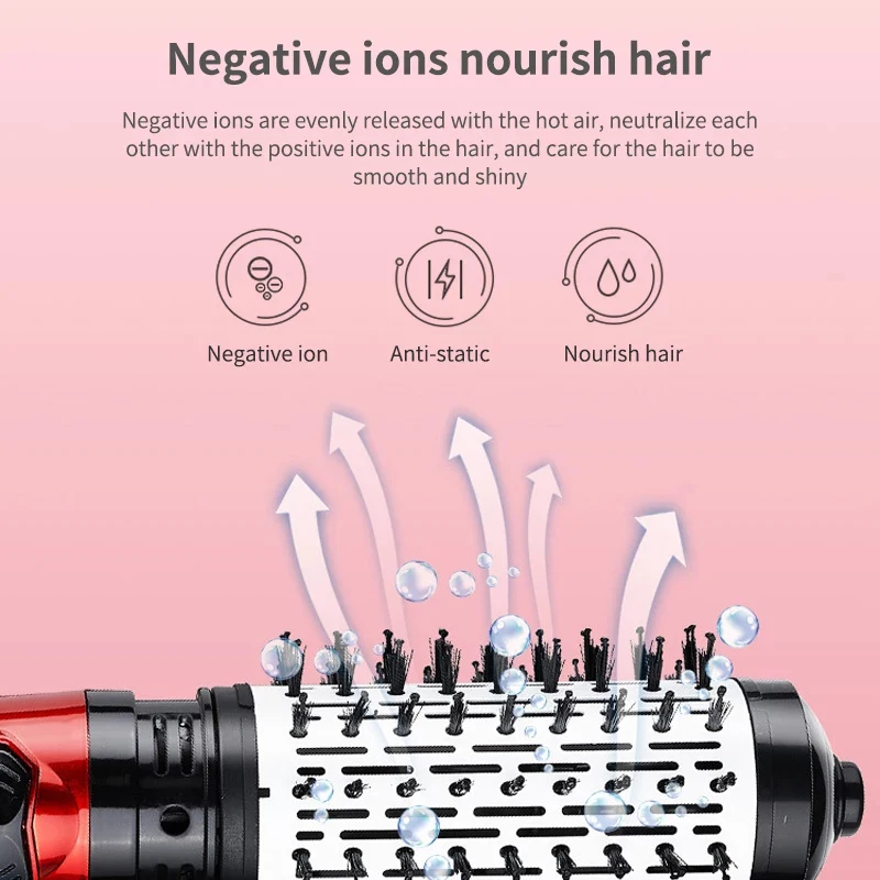 

The New 3 In 1 Hair Dryer Brush Automatic Rotating Hot Air Brush Electric Comb Multifunction Anion Brush Curling Hair Curl