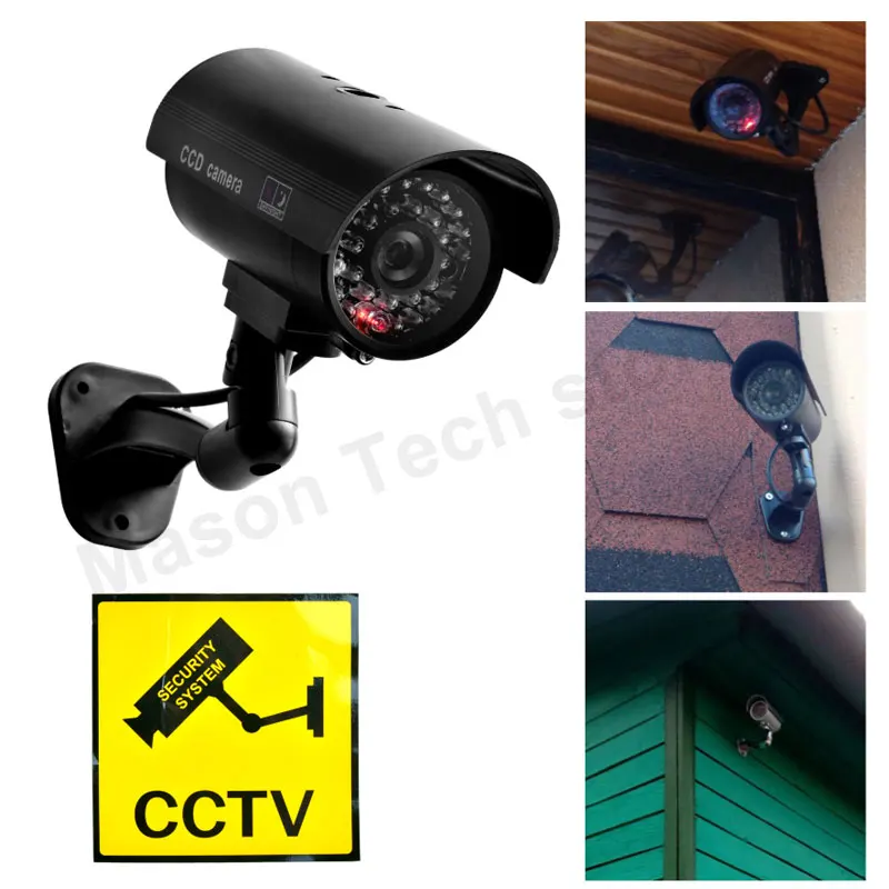 Simulation Burglar Alarm Camera Indoor Outdoor Surveillance Fake Webcam Home Camera LED Light Emulate CCTV for Warning