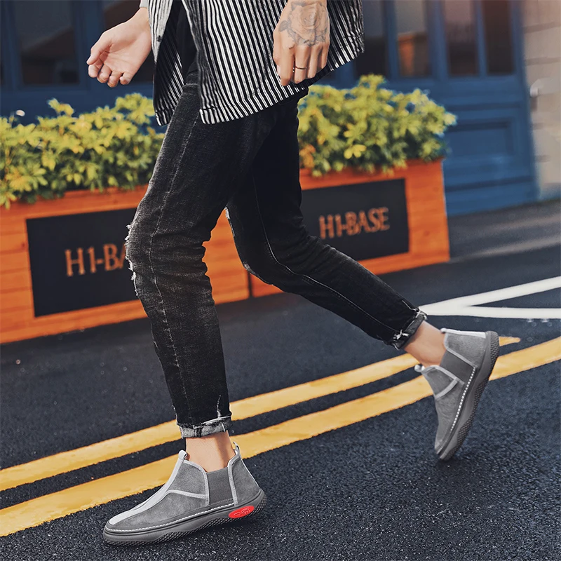 2021 Мужская обувь Замшевые ботильоны Челси Винтажная туристическая Уличная