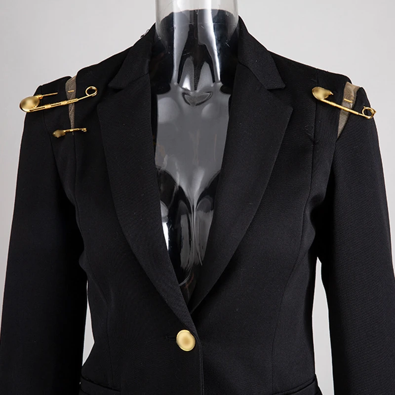 Женский блейзер в стиле пэчворк VGH с вырезами длинным рукавом тонкий