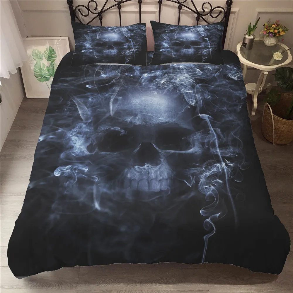 

yi chu xin Skull Bedding Set Luxury 3D full size bed set Duvet Cover 3Pcs Home Textiles Comforter Bedding Sets Bedclothes